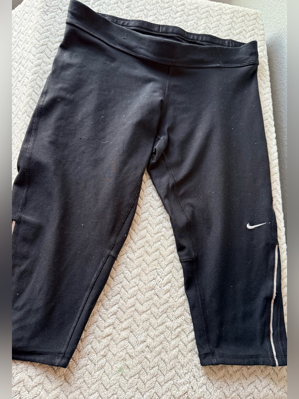 Nike Black Capri Leggings with White Swoosh